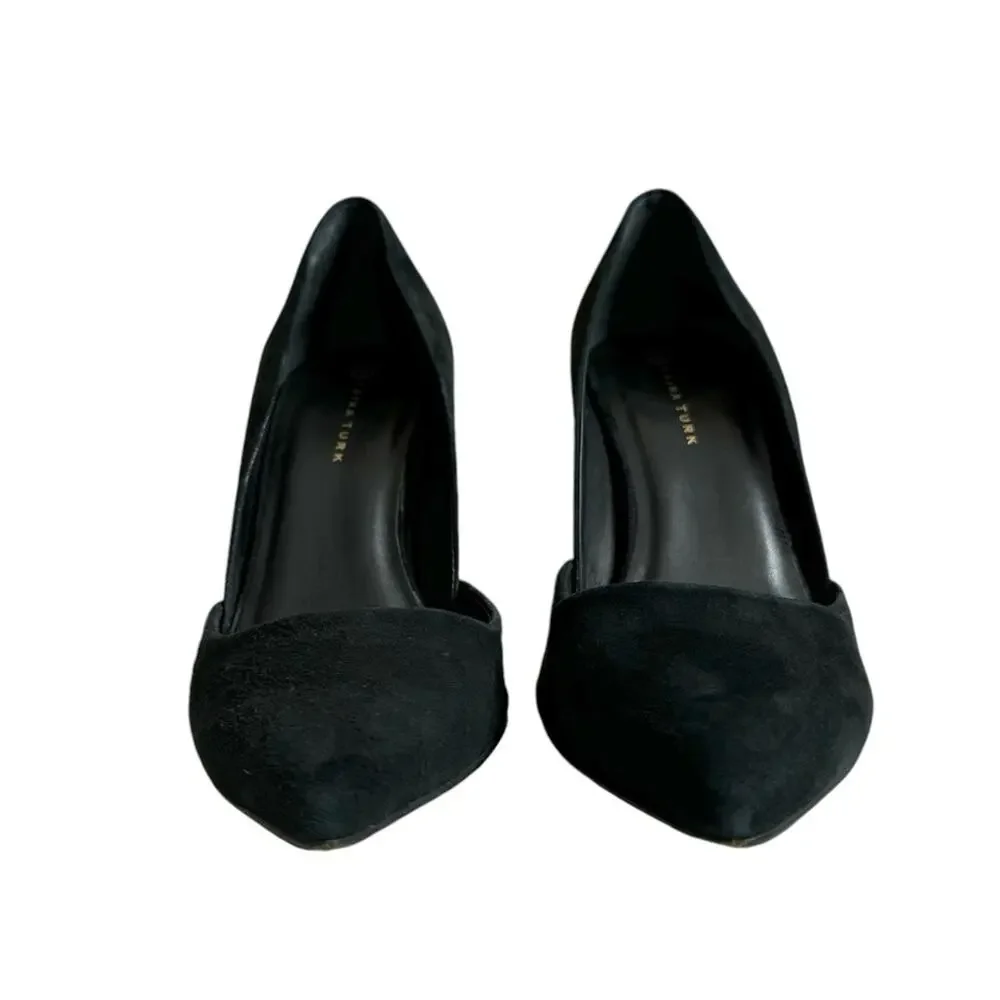 Trina Turk Hollywood Leather Suede Dress Pumps Black Shoes‎ Women's Size 7M